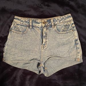 Women’s Acid Wash High Waisted Jean Shorts